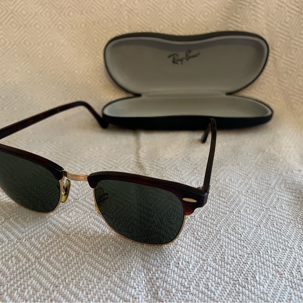 Ray-Ban Sunglasses with Dark Green Lenses and Brown Frame